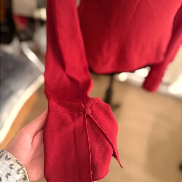 Garage Red Ruffle Tie-Front Blouse - Picture 4 of 6